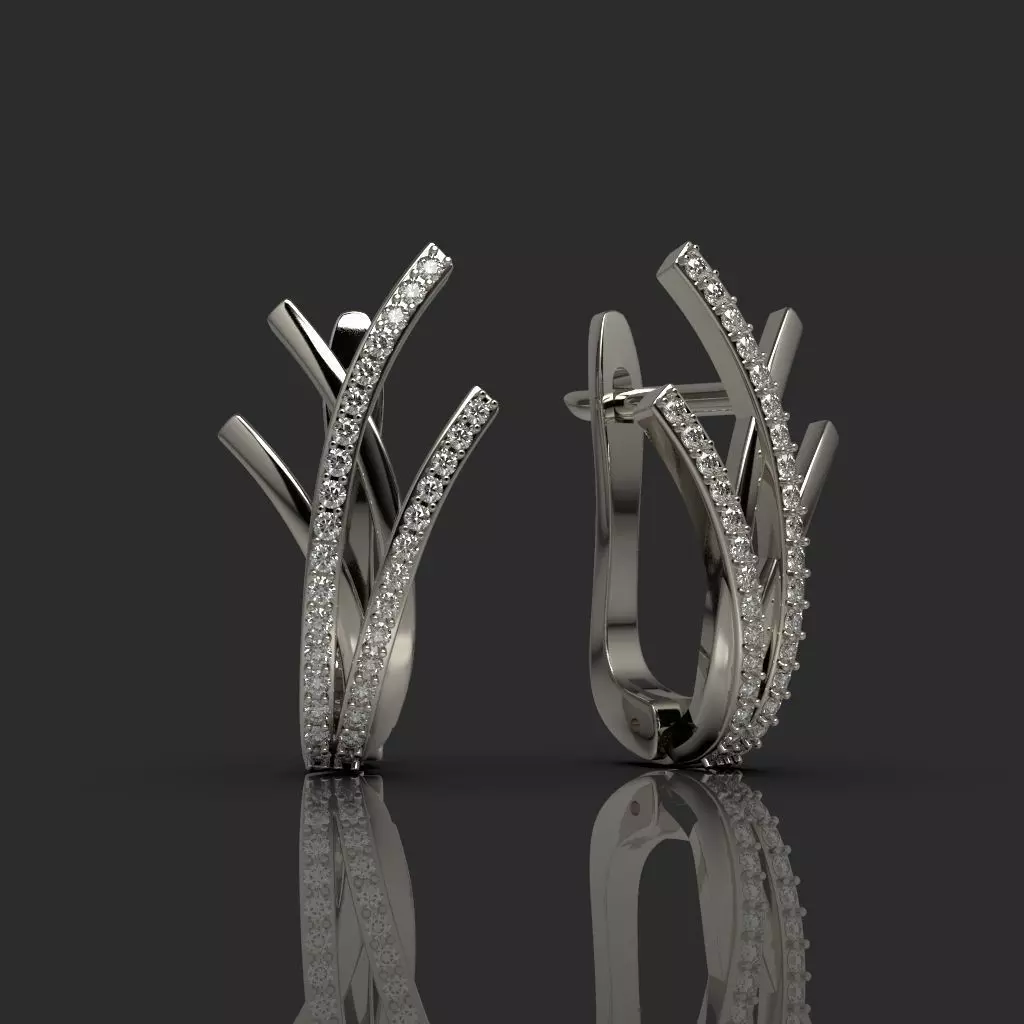 Earrings with diamonds 1 3D print model_0