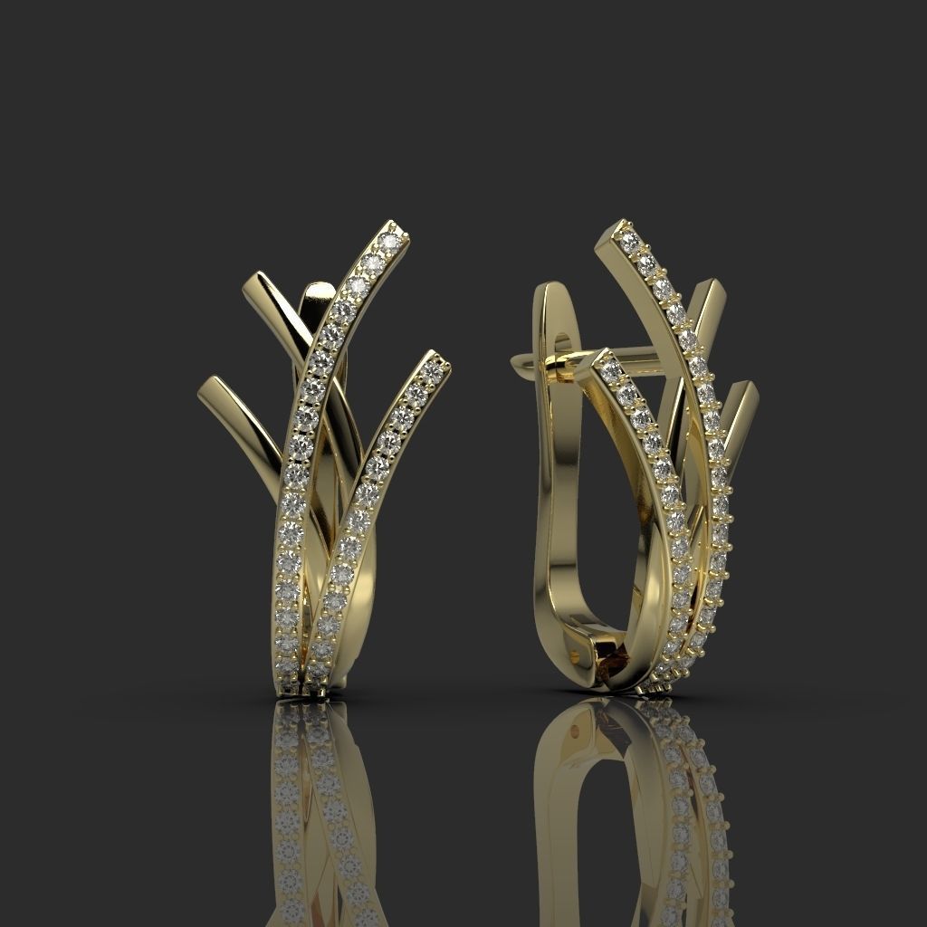 Earrings with diamonds 1 3D print model_3