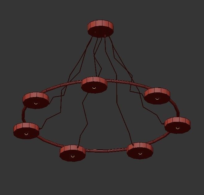 AX534 circular light fixture with six lights 3D model_3