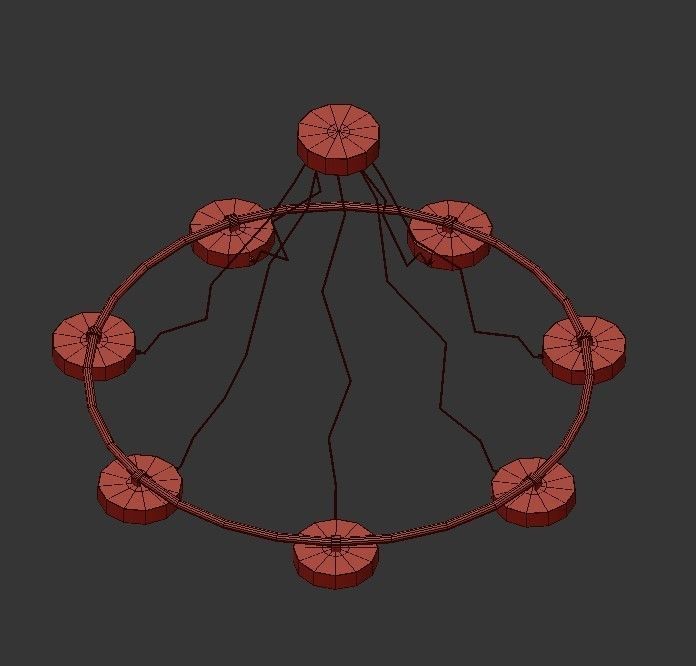 AX534 circular light fixture with six lights 3D model_4