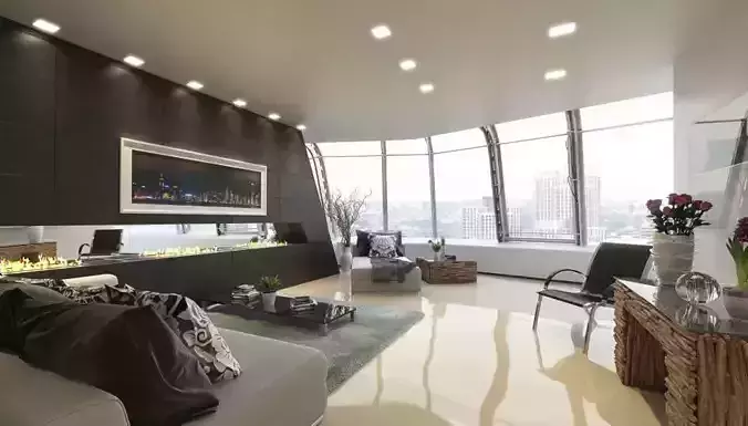 Spacious Luxurious Apartment In A Skyscraper