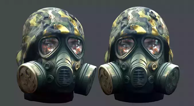 Gas mask helmet 3d model military combat fantasy cyborg