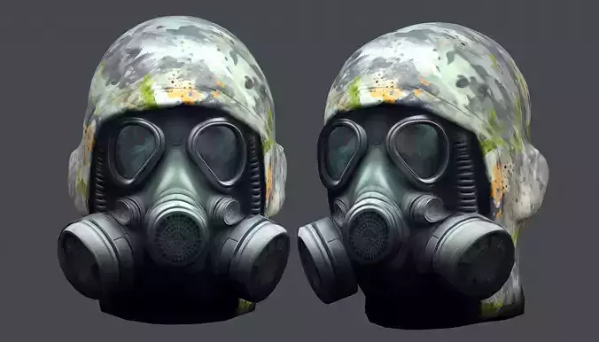 Gas mask helmet 3d model military combat fantasy cyborg  Low-poly 3D model