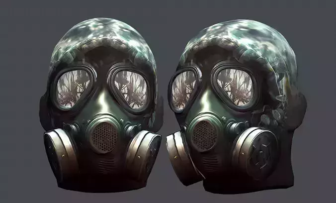 Gas mask helmet 3d model military combat fantasy cyborg 