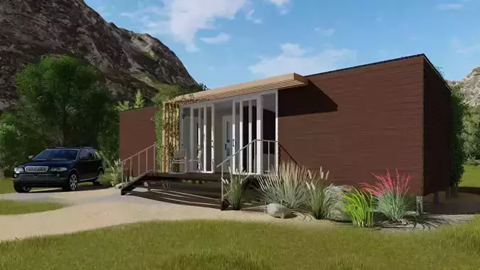3D model of a modular house 2 by 1 bedroom 3D model