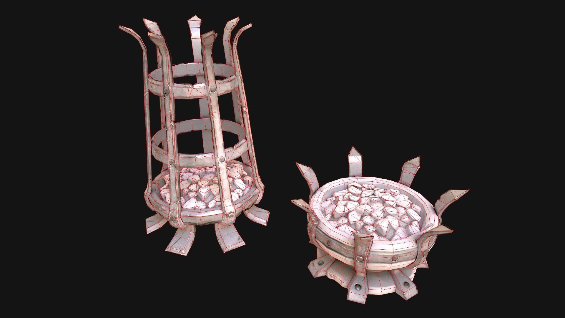 Medieval Prison Lighting Set Low-poly 3D model_22
