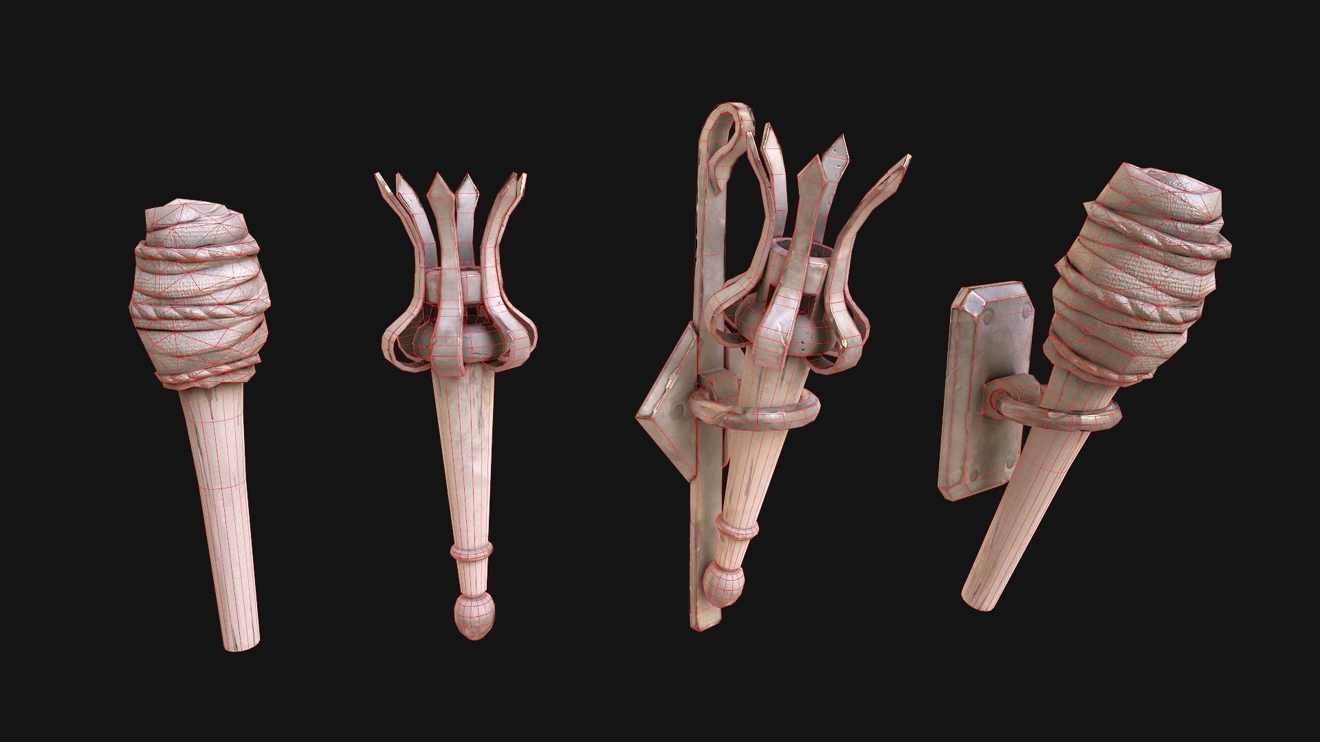 Medieval Prison Lighting Set Low-poly 3D model_21