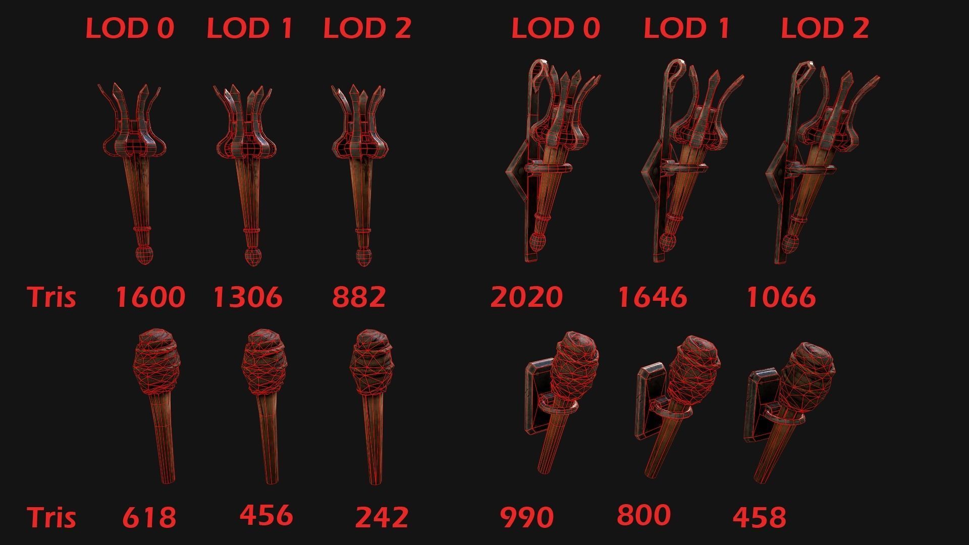 Medieval Prison Lighting Set Low-poly 3D model_4