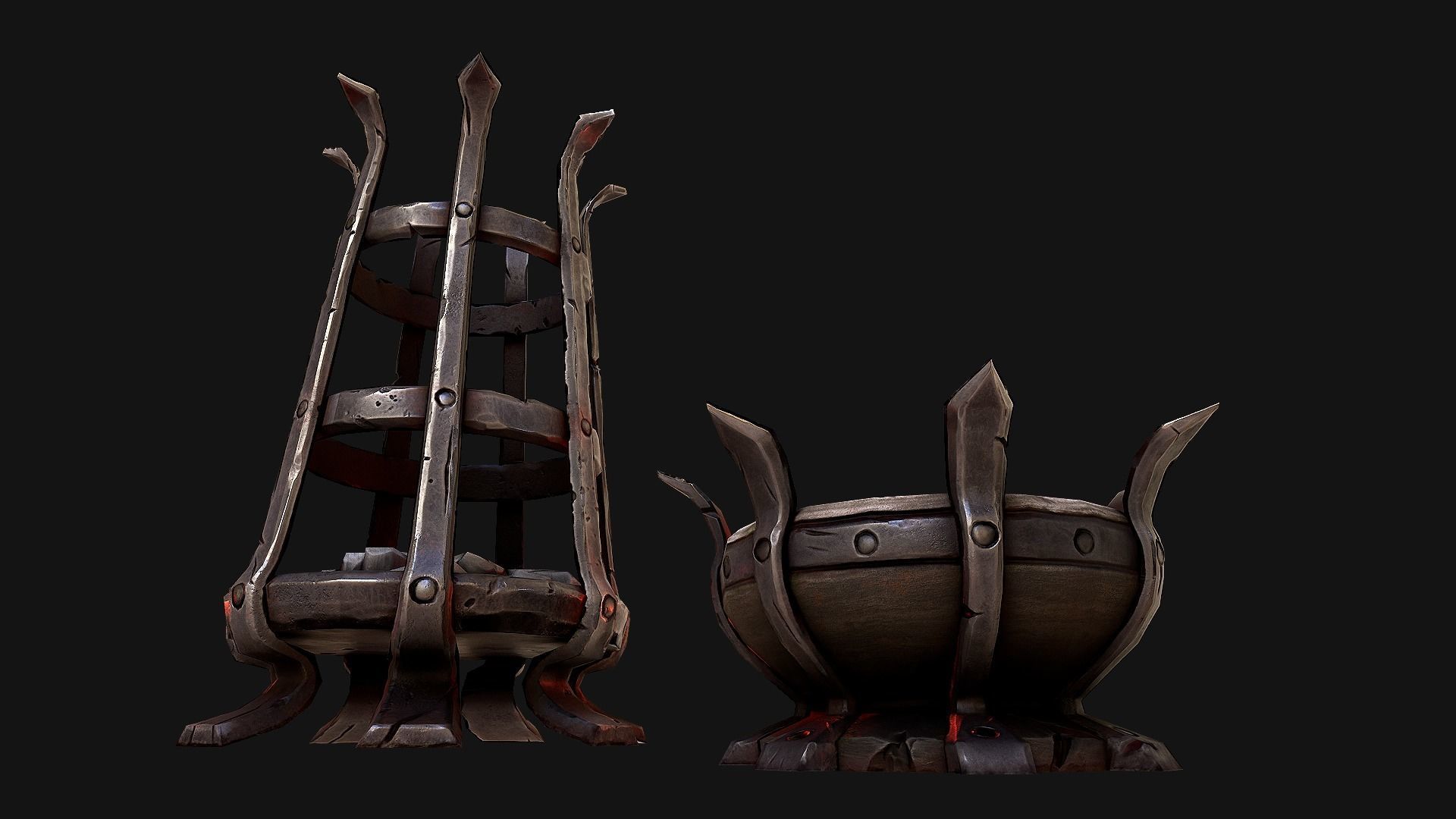Medieval Prison Lighting Set Low-poly 3D model_10