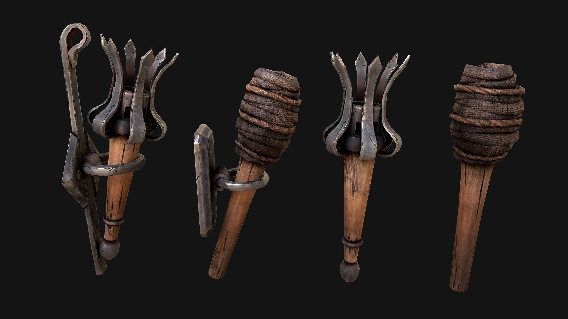 Medieval Prison Lighting Set Low-poly 3D model_18