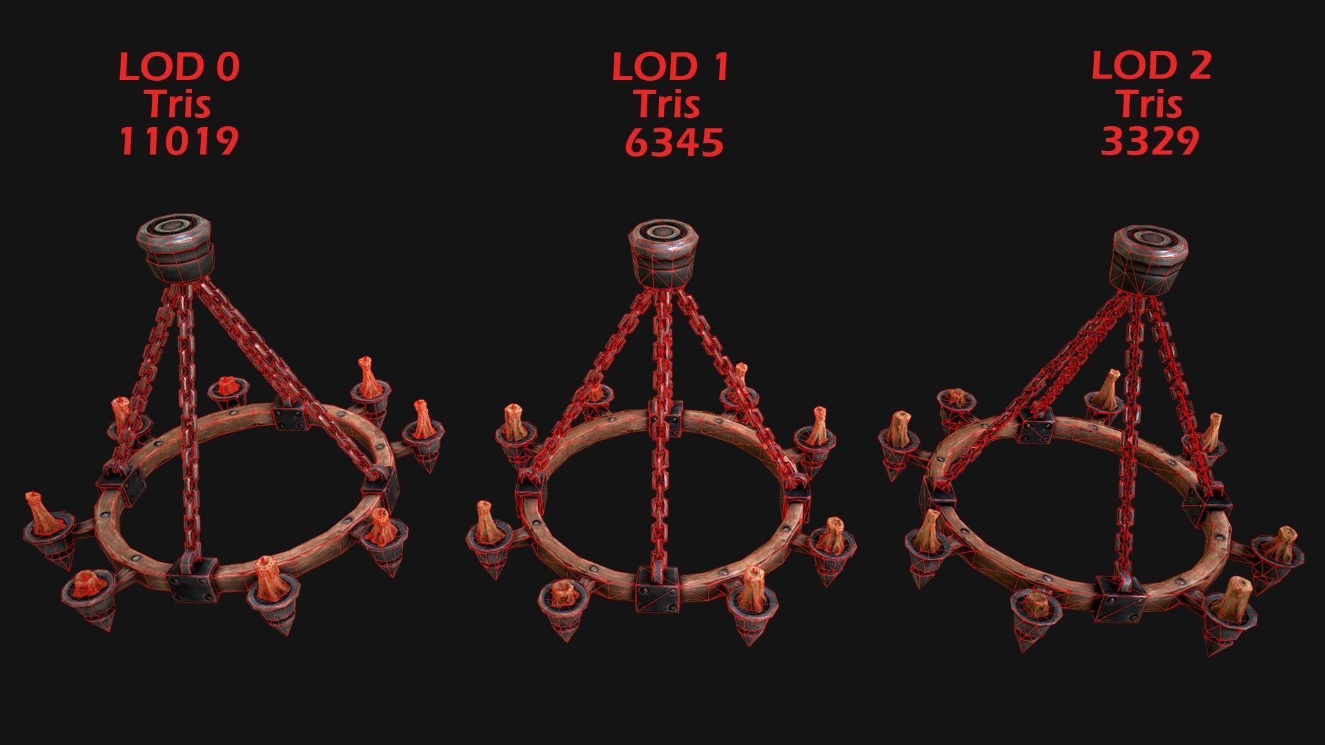 Medieval Prison Lighting Set Low-poly 3D model_6