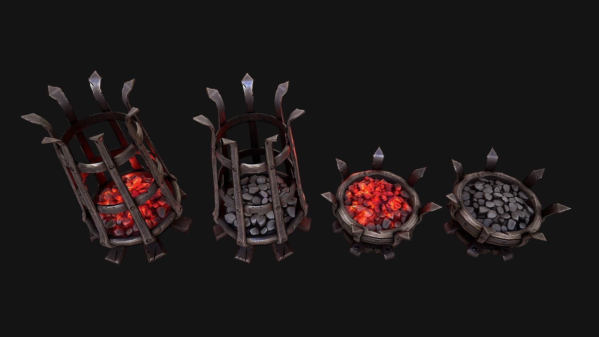 Medieval Prison Lighting Set Low-poly 3D model_9
