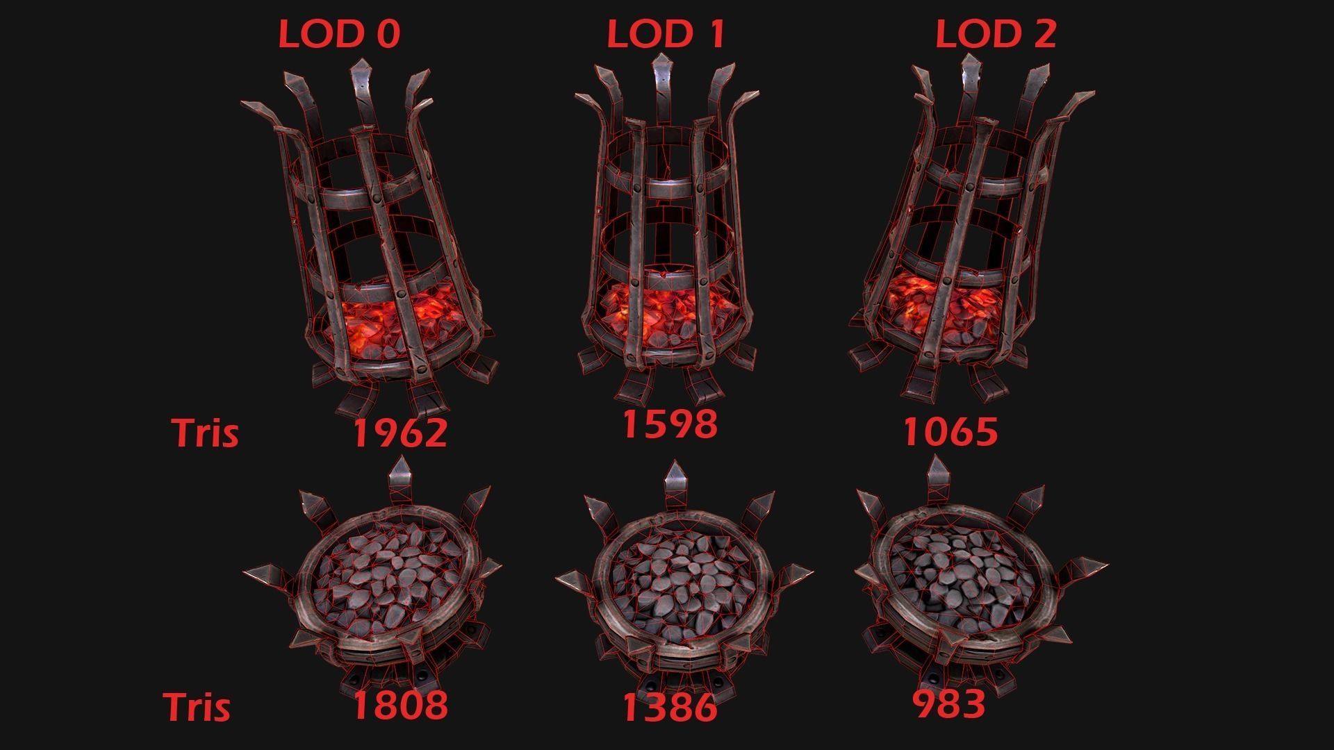 Medieval Prison Lighting Set Low-poly 3D model_5