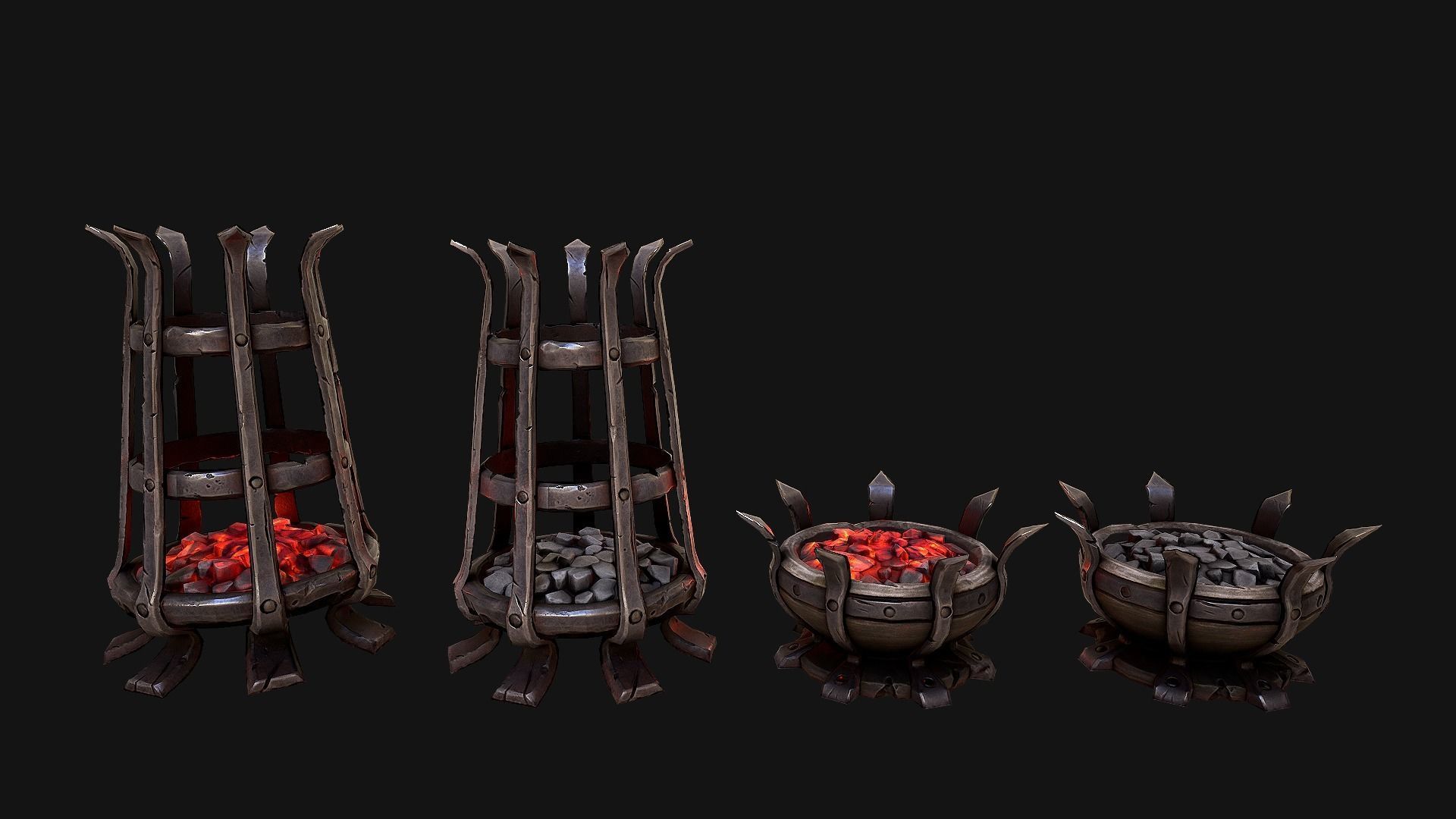 Medieval Prison Lighting Set Low-poly 3D model_8