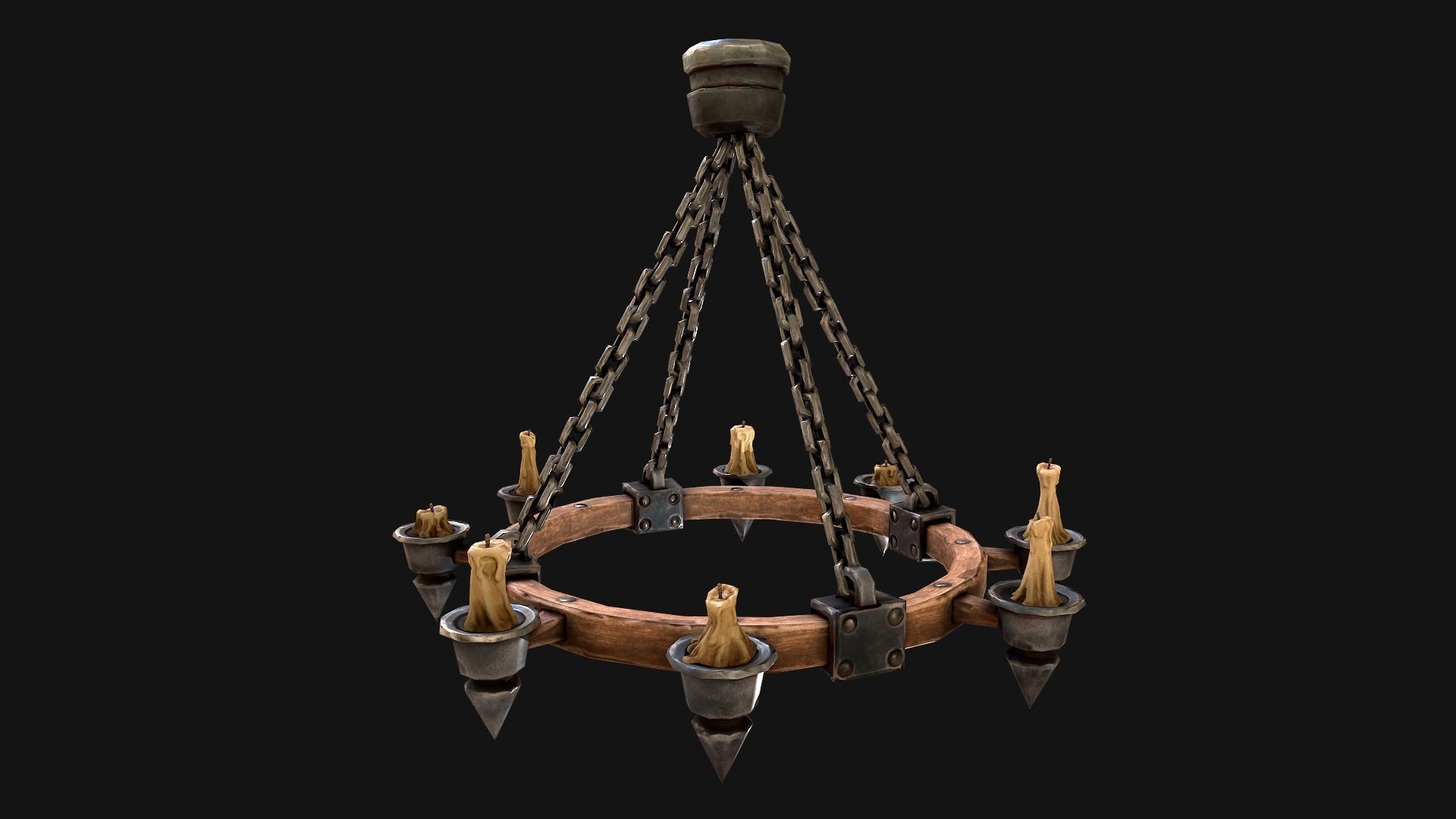 Medieval Prison Lighting Set Low-poly 3D model_14