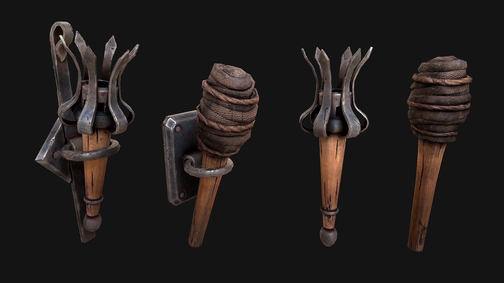Medieval Prison Lighting Set Low-poly 3D model_16