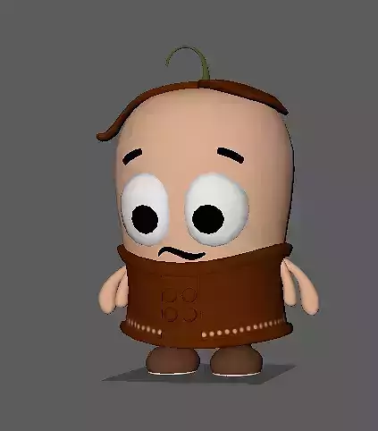 BEAN01 character in coat Low-poly 3D model