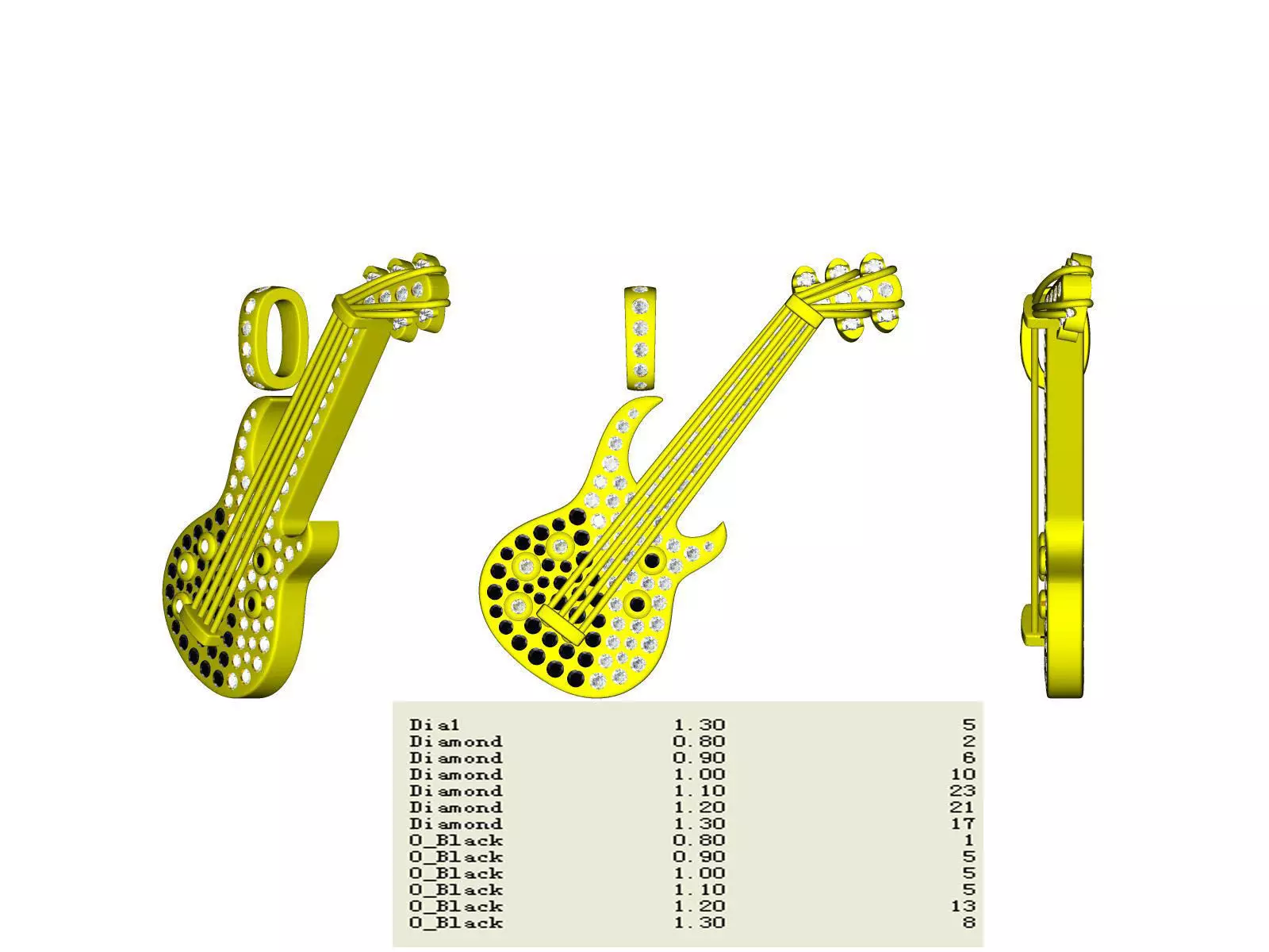 guitar diamond pendant 3D print model