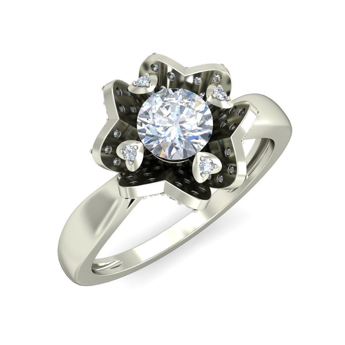 Diamond Engagement  ring 50 cad files  part 01 3D print model_21