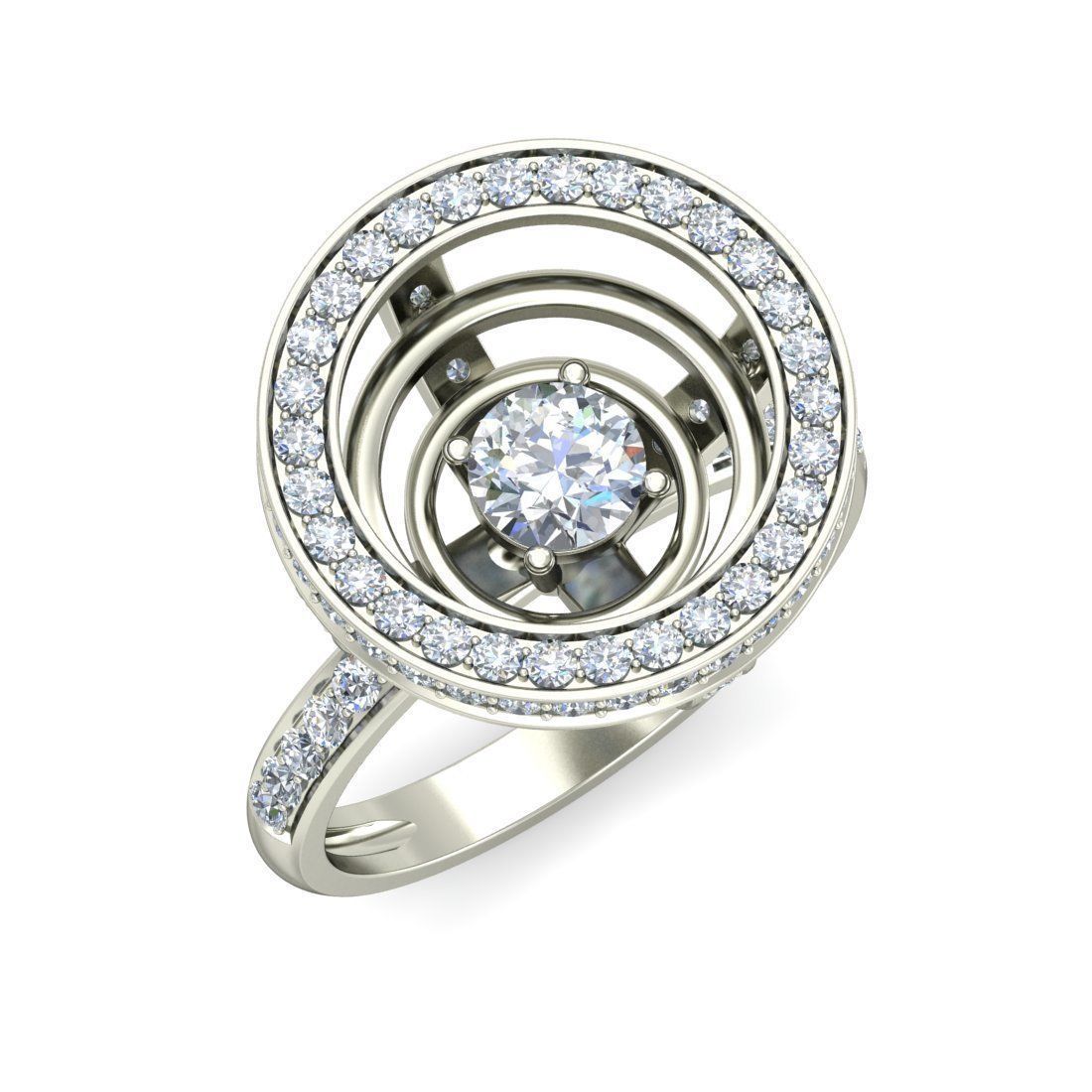 Diamond Engagement  ring 50 cad files  part 01 3D print model_14