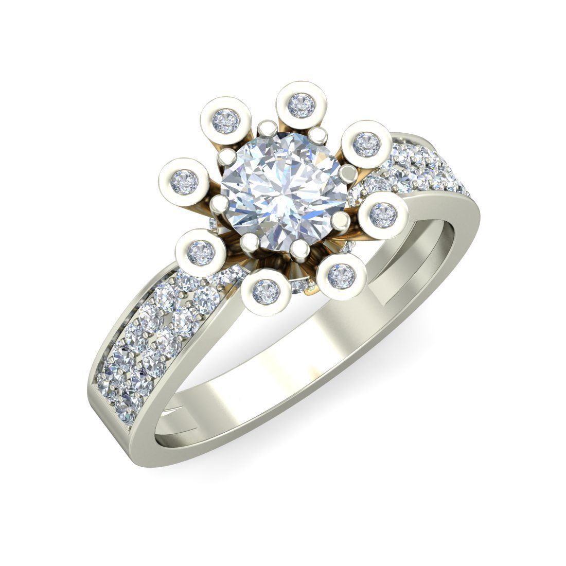 Diamond Engagement  ring 50 cad files  part 01 3D print model_24