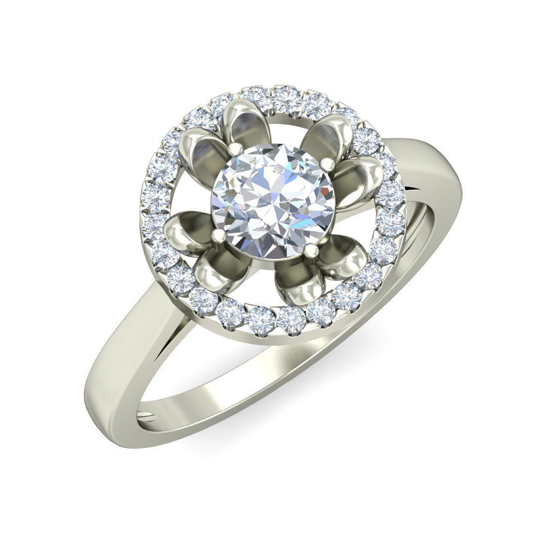 Diamond Engagement  ring 50 cad files  part 01 3D print model_48