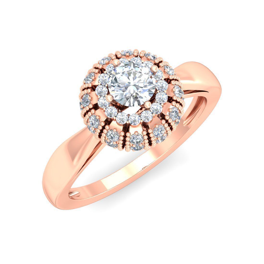 Diamond Engagement  ring 50 cad files  part 01 3D print model_8