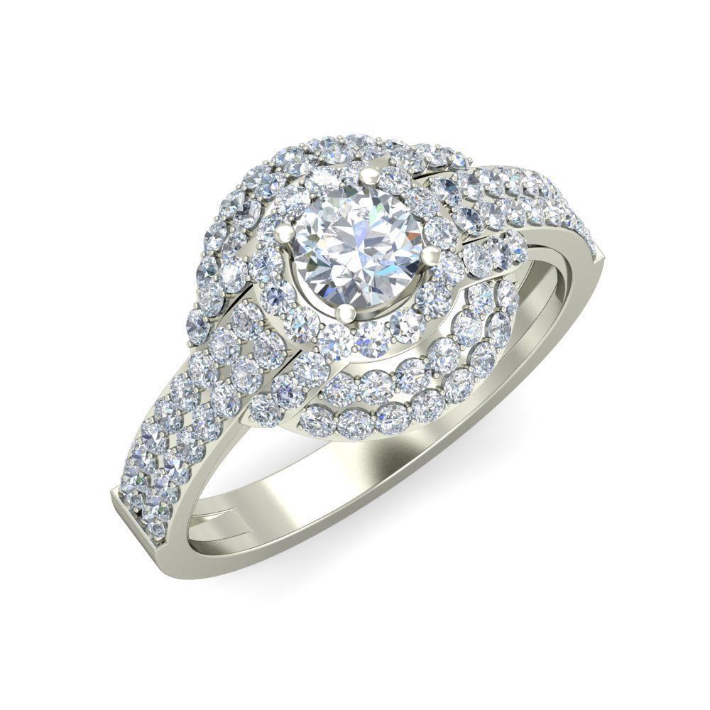 Diamond Engagement  ring 50 cad files   part 02 3D print model_1