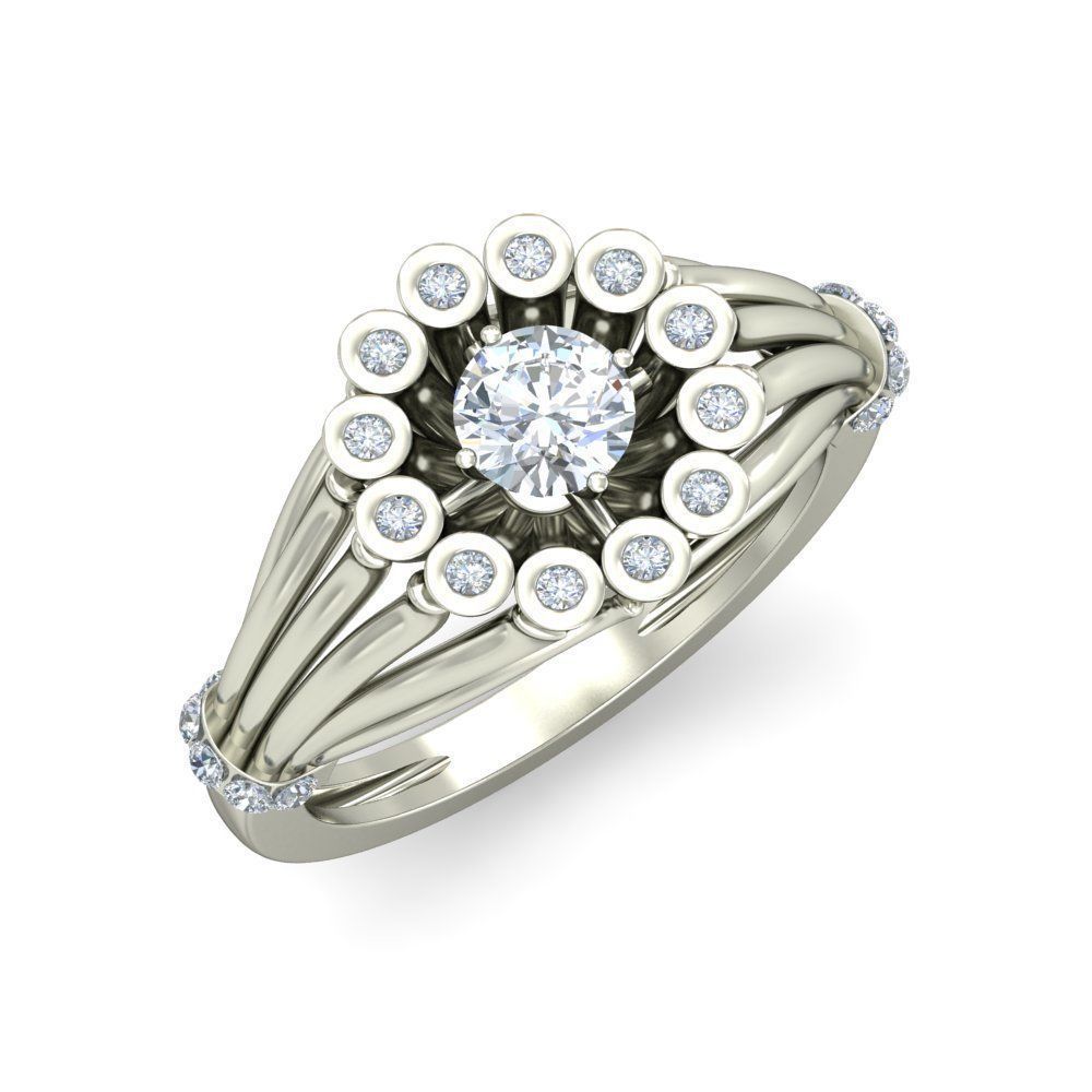 Diamond Engagement  ring 50 cad files   part 02 3D print model_9