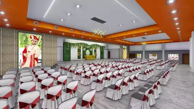 Marriage hall complete design drawings and estimate 3D model