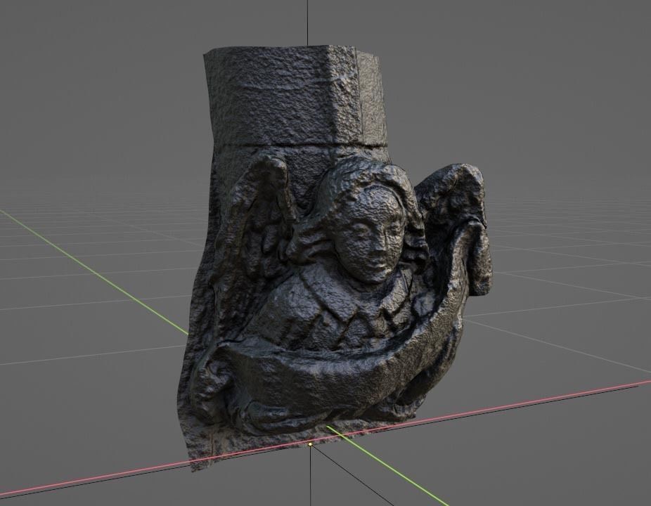 Stone Angel Statue - Church Doorway Ornament Photo-Scan Low-poly 3D model_2