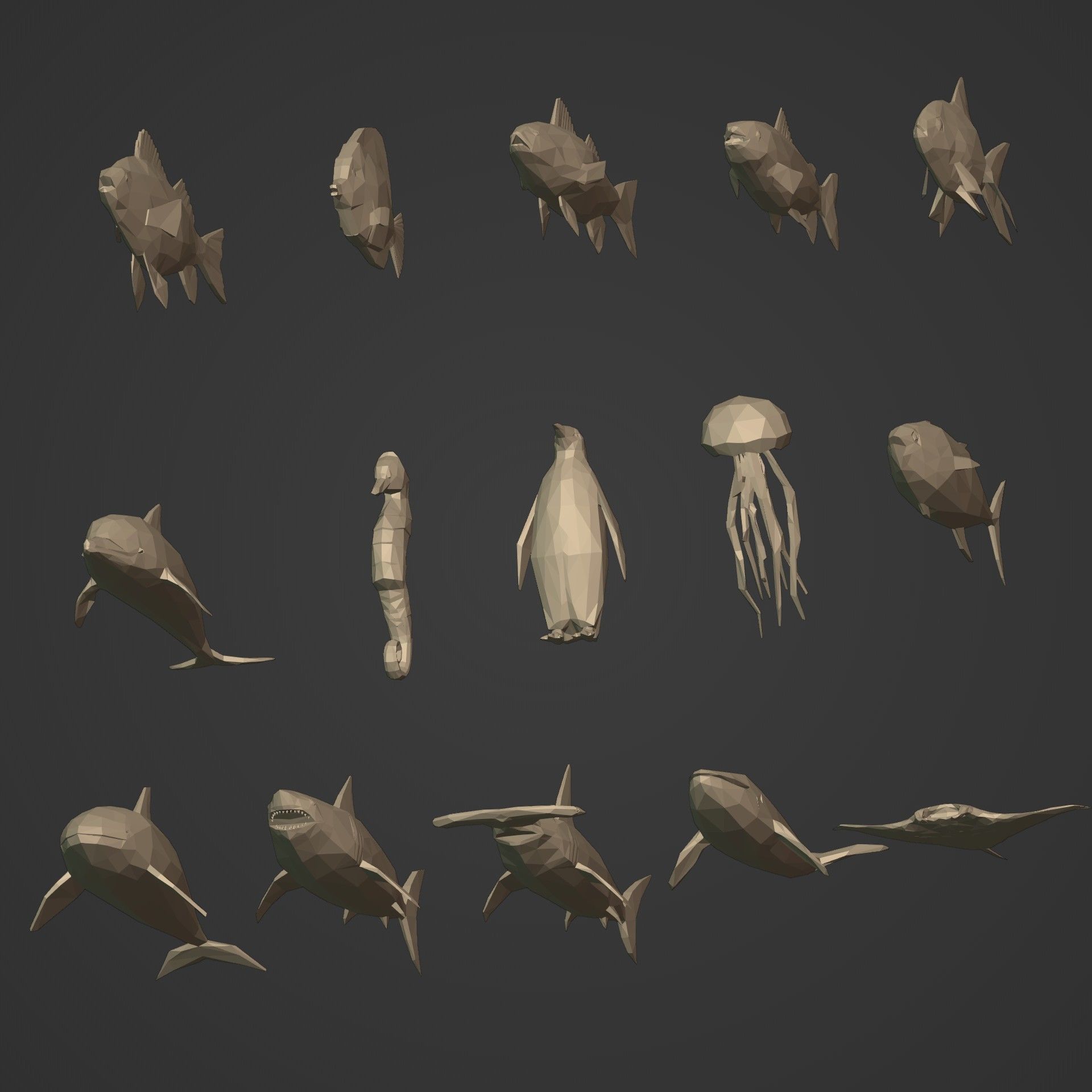 LowPoly Sea Animals Pack V1 Low-poly 3D model_10