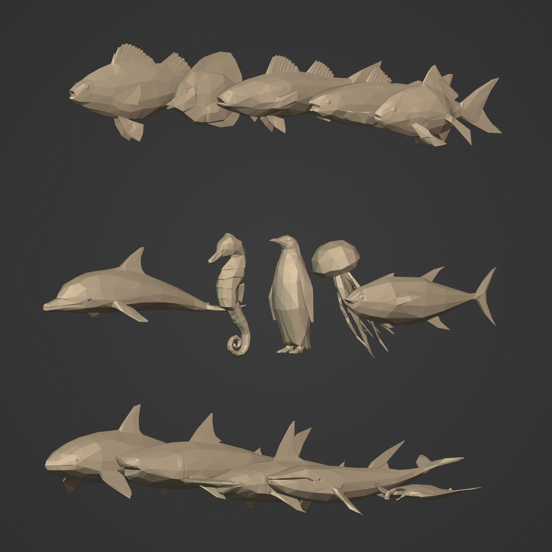LowPoly Sea Animals Pack V1 Low-poly 3D model_5