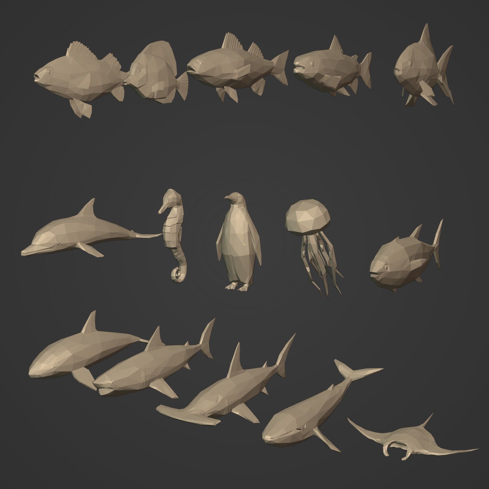 LowPoly Sea Animals Pack V1 Low-poly 3D model_1