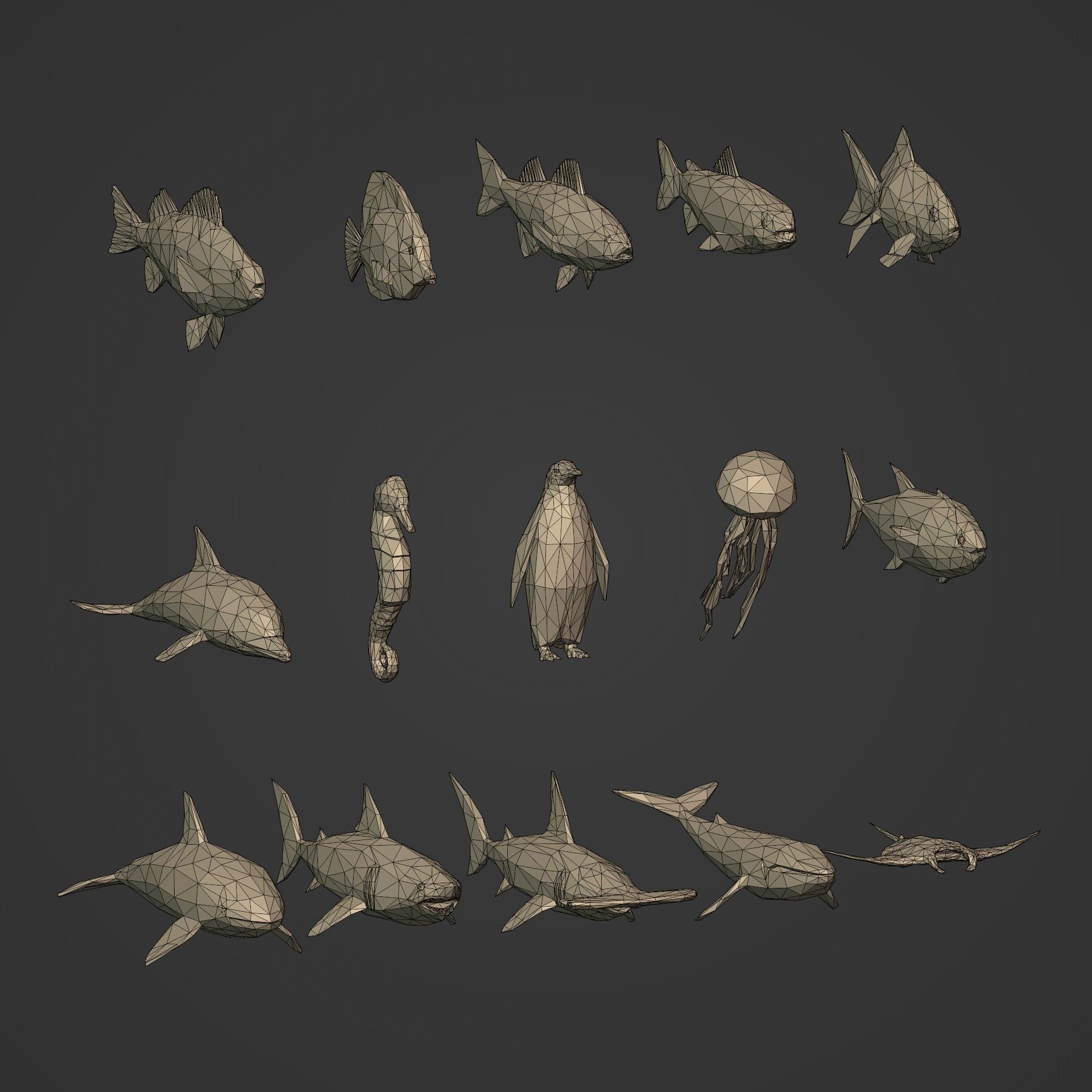 LowPoly Sea Animals Pack V1 Low-poly 3D model_4