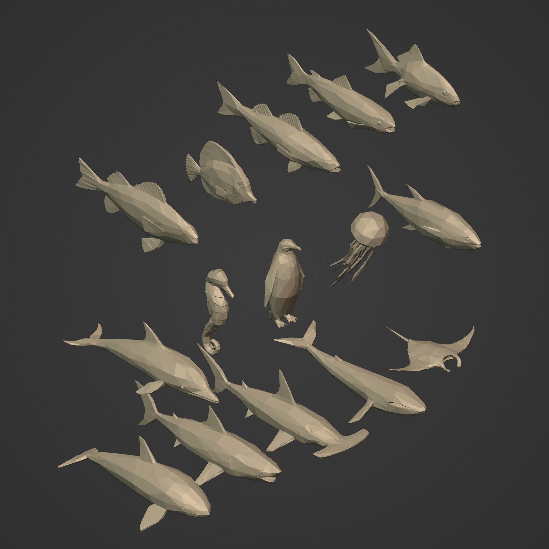 LowPoly Sea Animals Pack V1 Low-poly 3D model_6