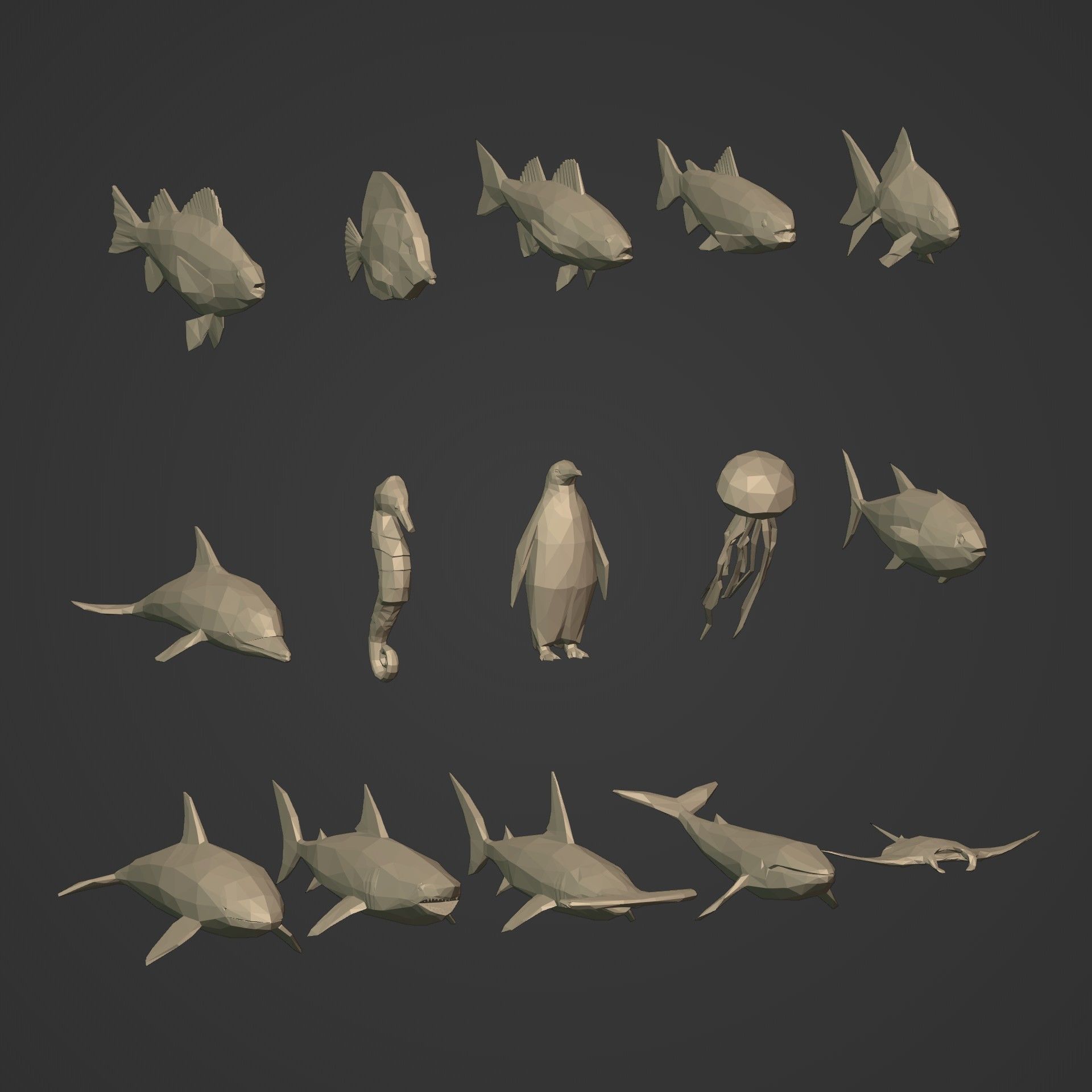 LowPoly Sea Animals Pack V1 Low-poly 3D model_3