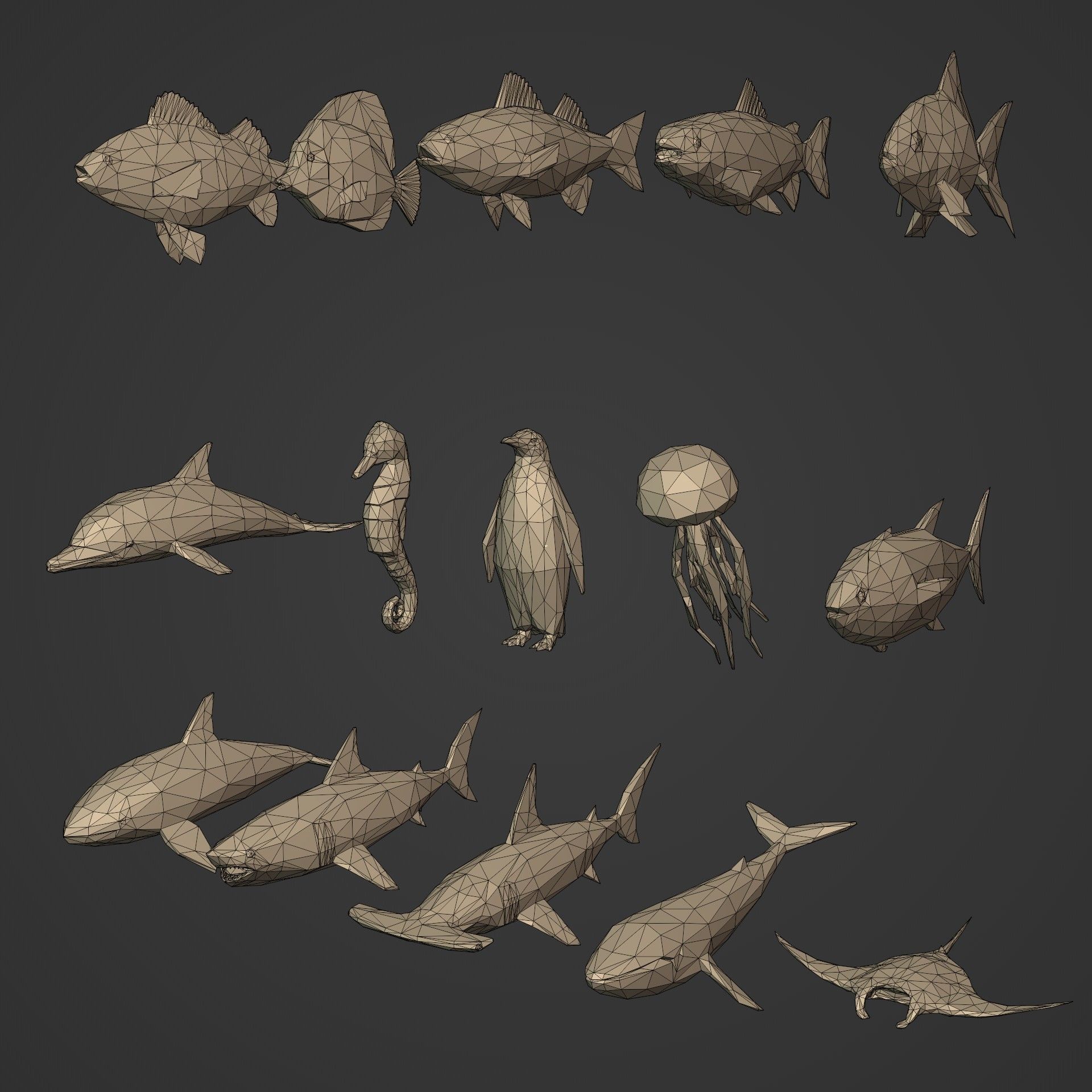 LowPoly Sea Animals Pack V1 Low-poly 3D model_2