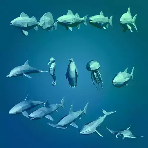 LowPoly Sea Animals Pack  V1