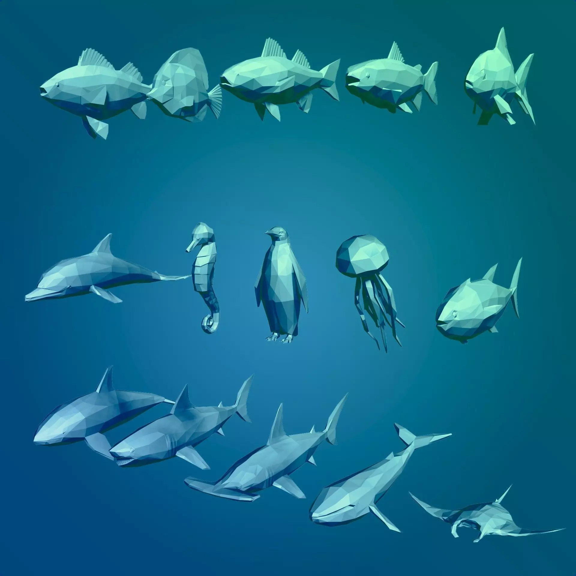 LowPoly Sea Animals Pack V1 Low-poly 3D model_0