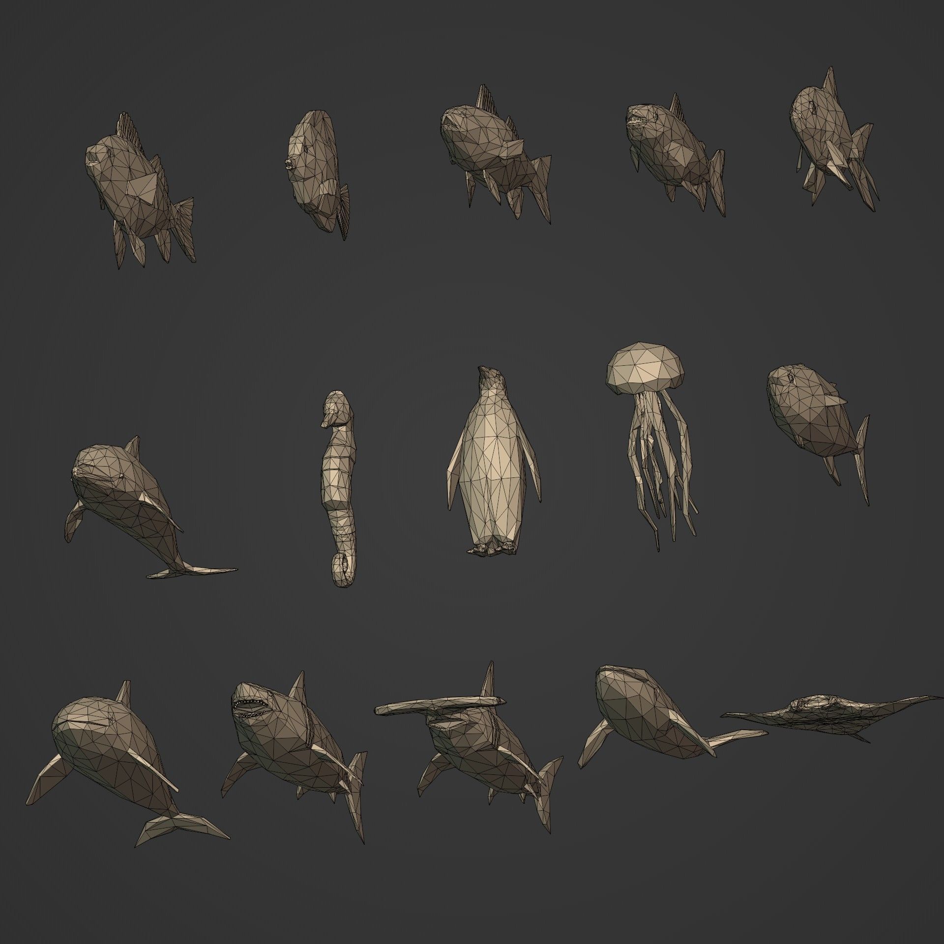 LowPoly Sea Animals Pack V1 Low-poly 3D model_11