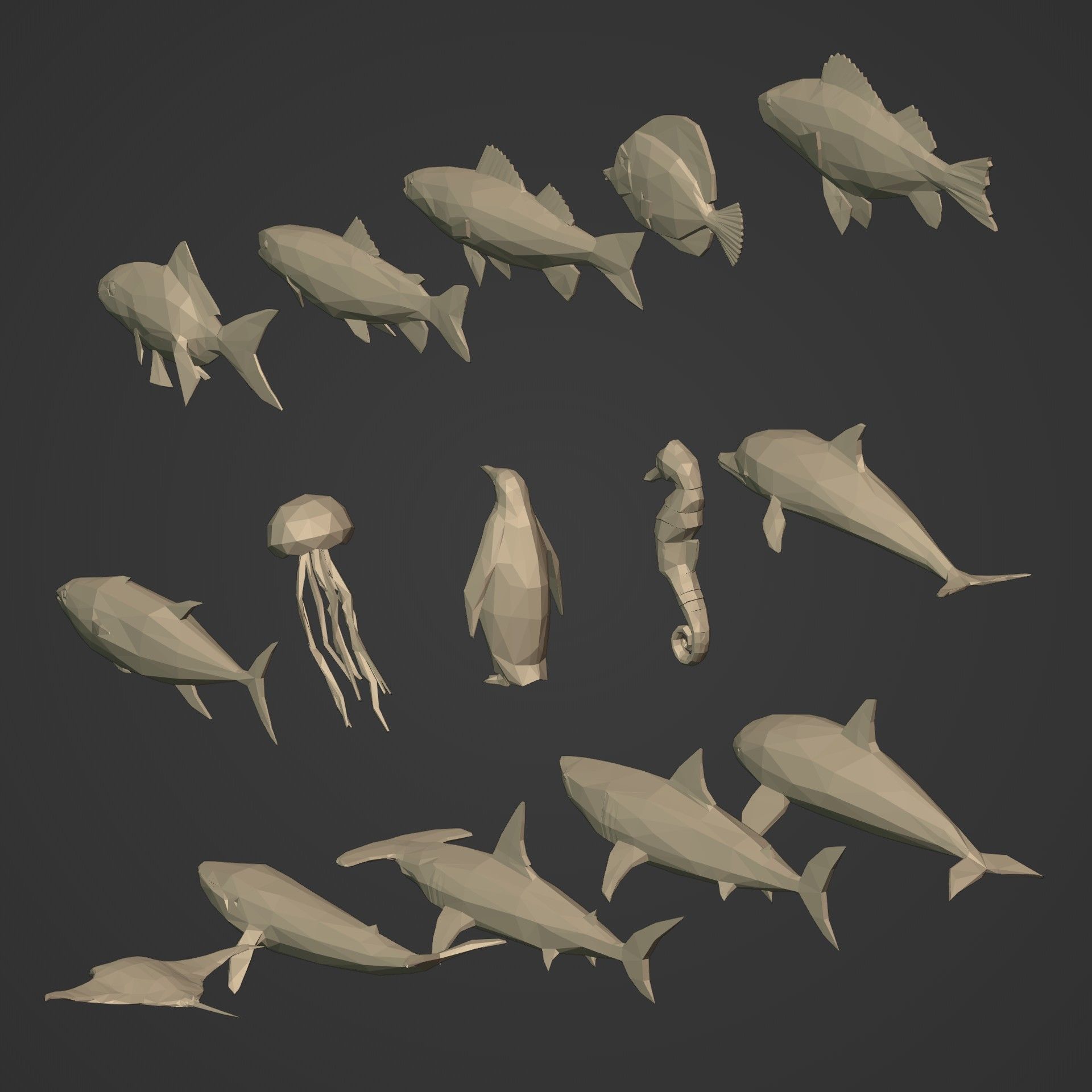 LowPoly Sea Animals Pack V1 Low-poly 3D model_7