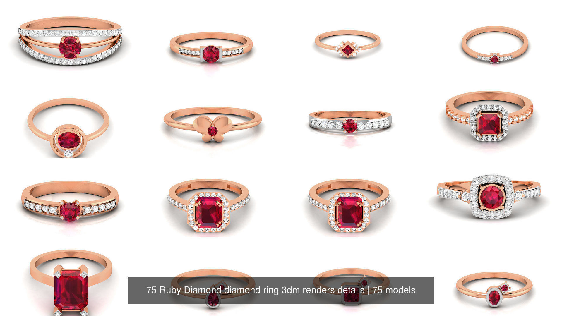 75 Ruby Diamond diamond ring 3dm renders details 3D Model Collection_4