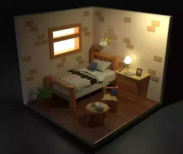 Low poly bedroom