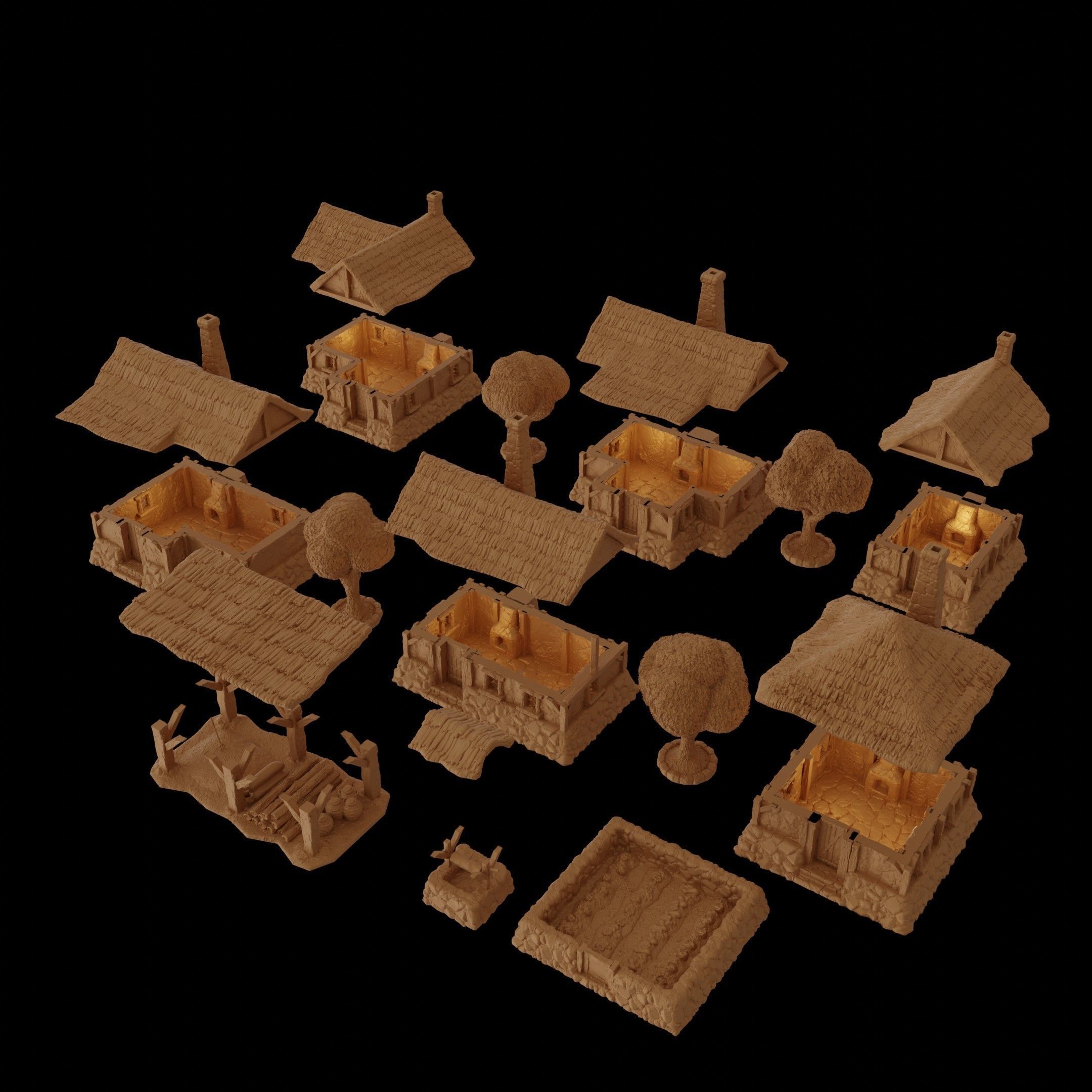 Modular Medieval Village Tabletop Terrain 28 MM 3D print model_9