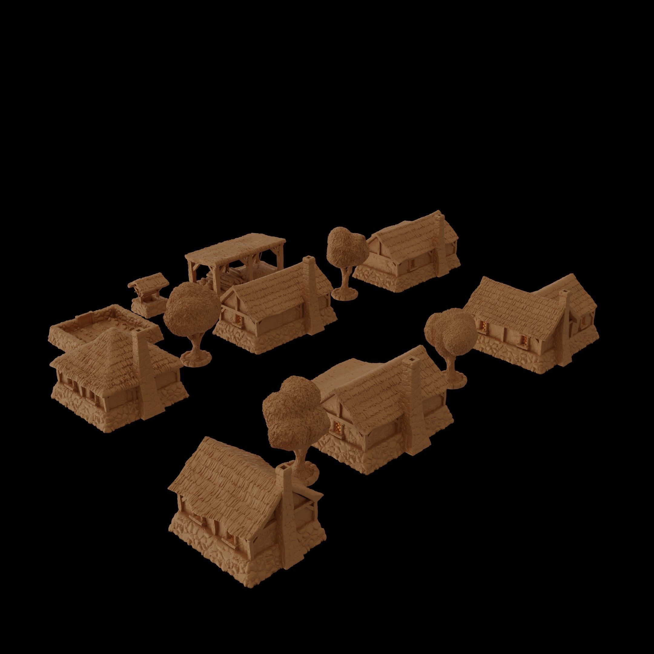 Modular Medieval Village Tabletop Terrain 28 MM 3D print model_7