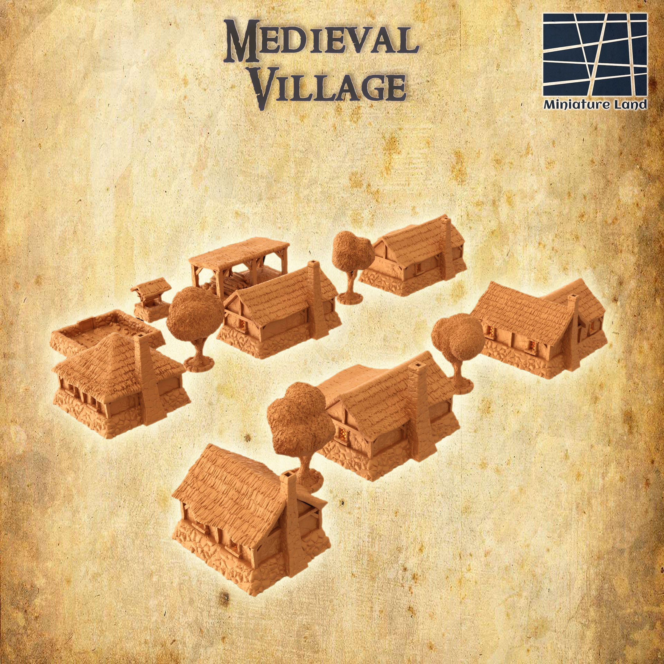 Modular Medieval Village Tabletop Terrain 28 MM 3D print model_6