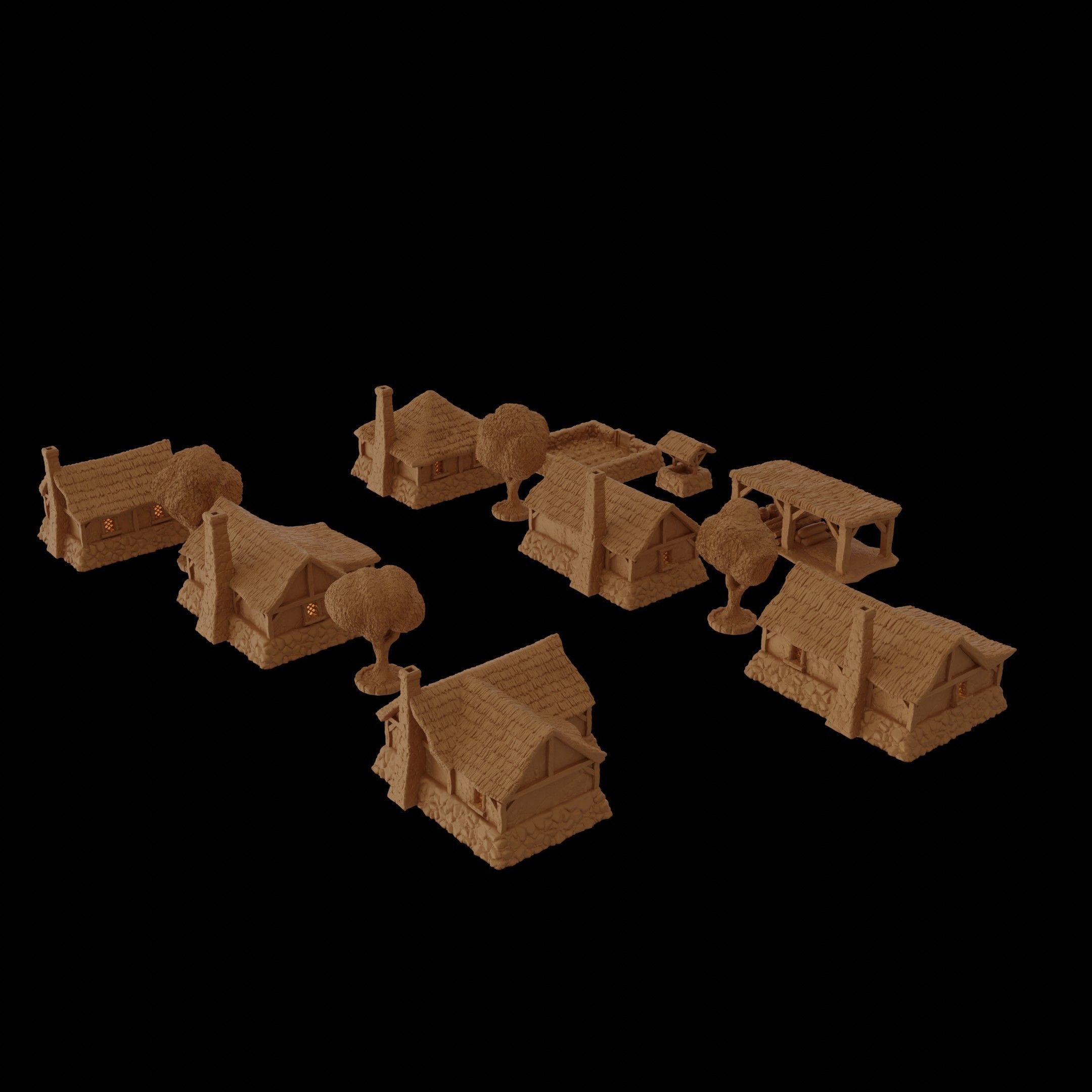 Modular Medieval Village Tabletop Terrain 28 MM 3D print model_5