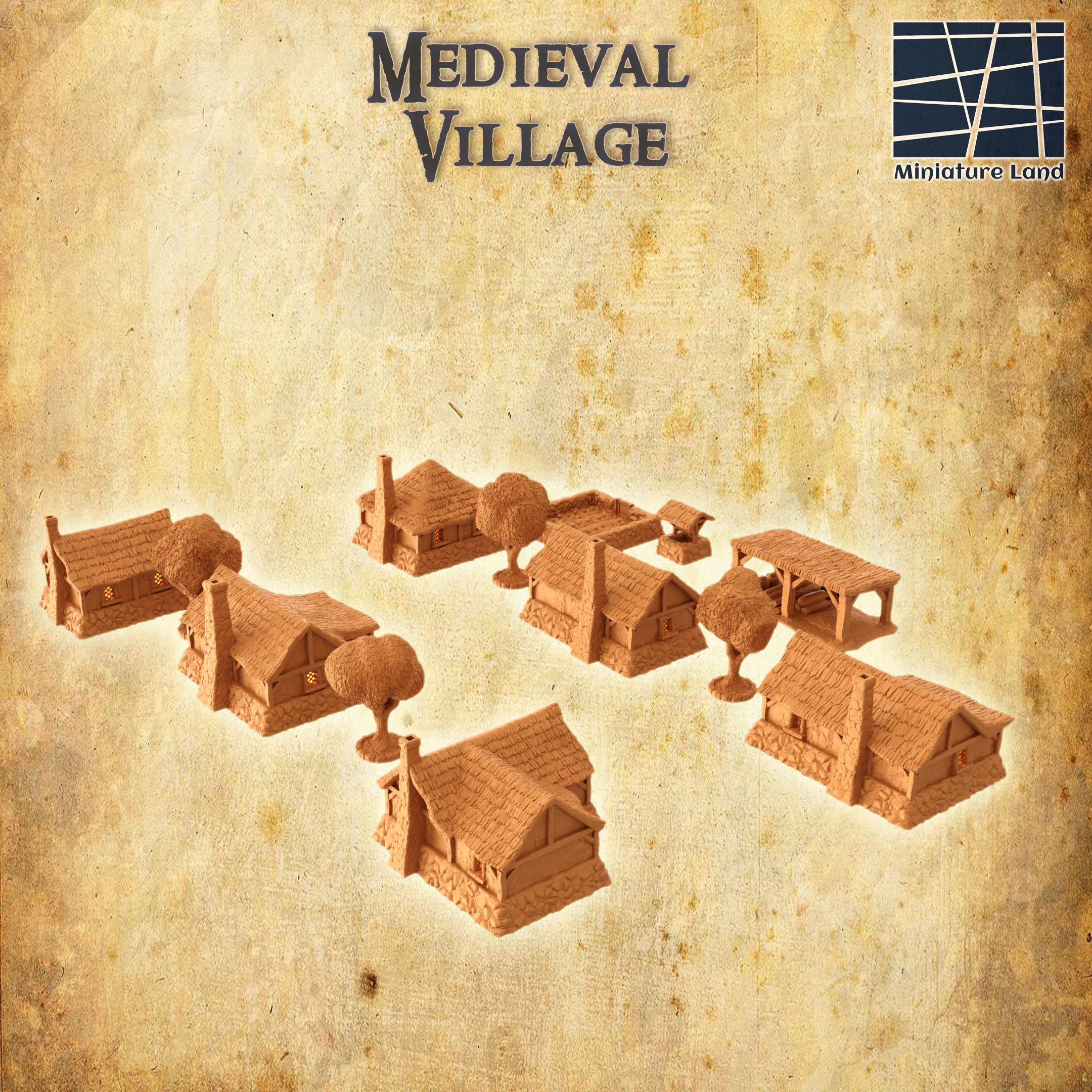 Modular Medieval Village Tabletop Terrain 28 MM 3D print model_4