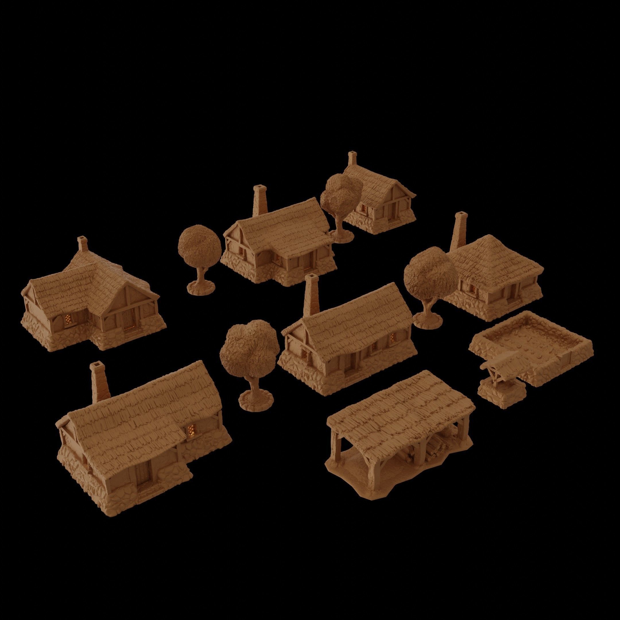 Modular Medieval Village Tabletop Terrain 28 MM 3D print model_3